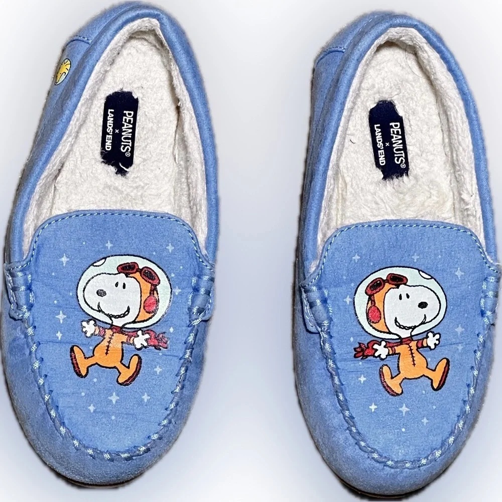 Lands' End X Peanuts Kids Slippers with Snoopy and Woodstock Youth 2M